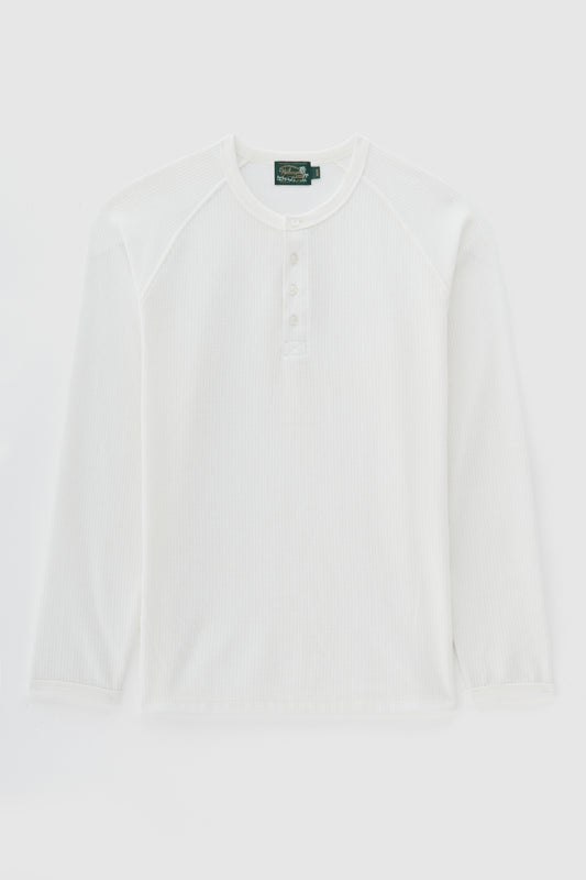 T-shirt Regular Fit Henley Manga Longa - Off White