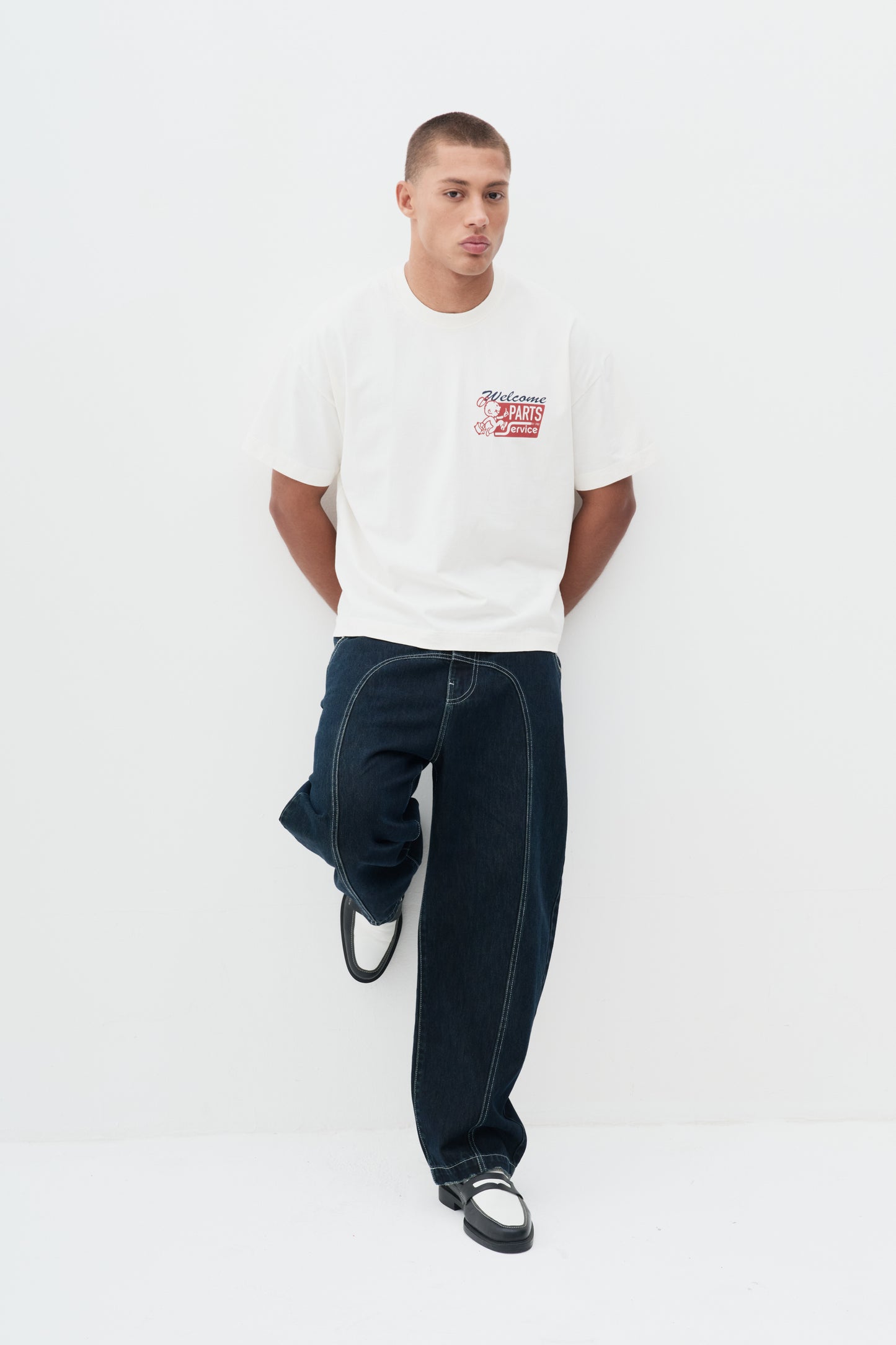 T shirt Boxy Fit Parts & Service - Off White