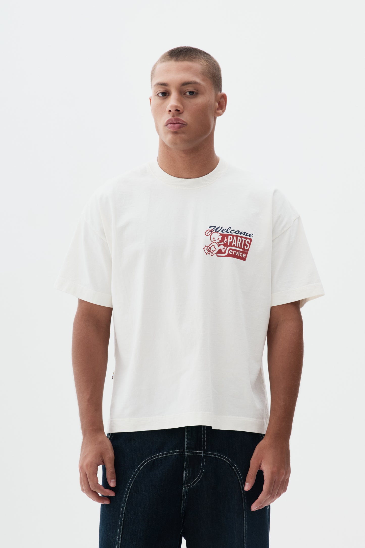 T shirt Boxy Fit Parts & Service - Off White