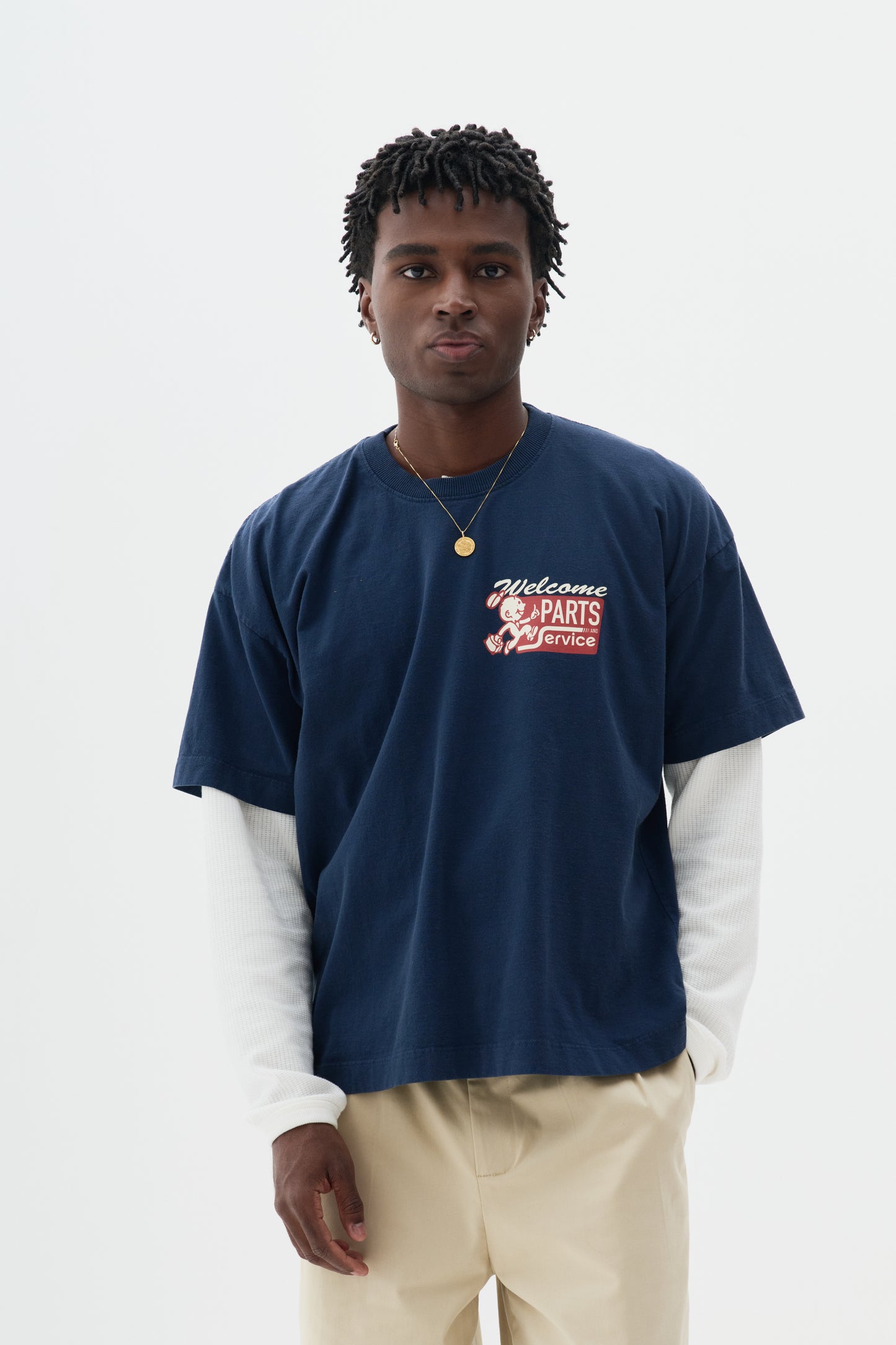 T shirt Boxy Fit Parts & Service - Azul Marinho