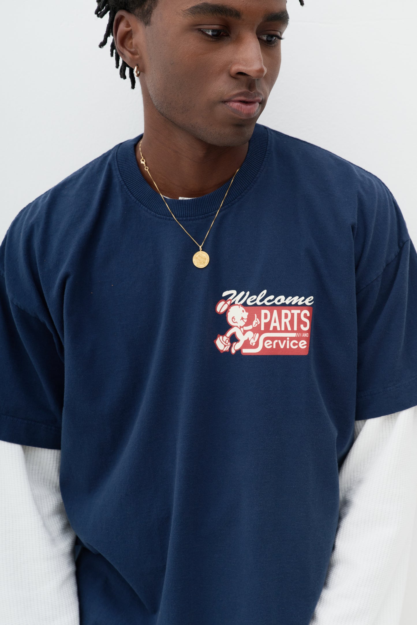 T shirt Boxy Fit Parts & Service - Azul Marinho