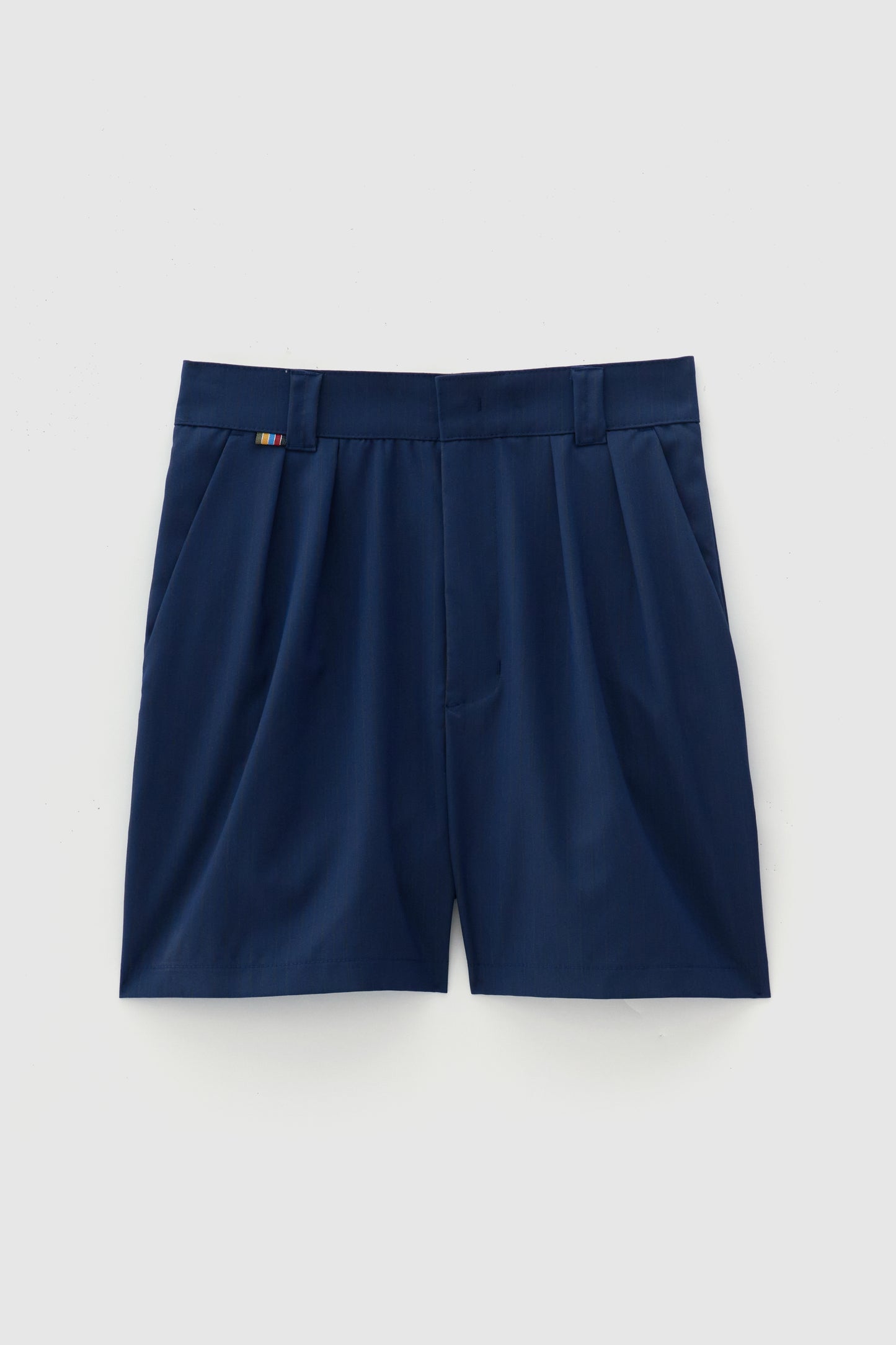 Bermuda Alfaiataria Dupla Prega - Azul Risca de Giz