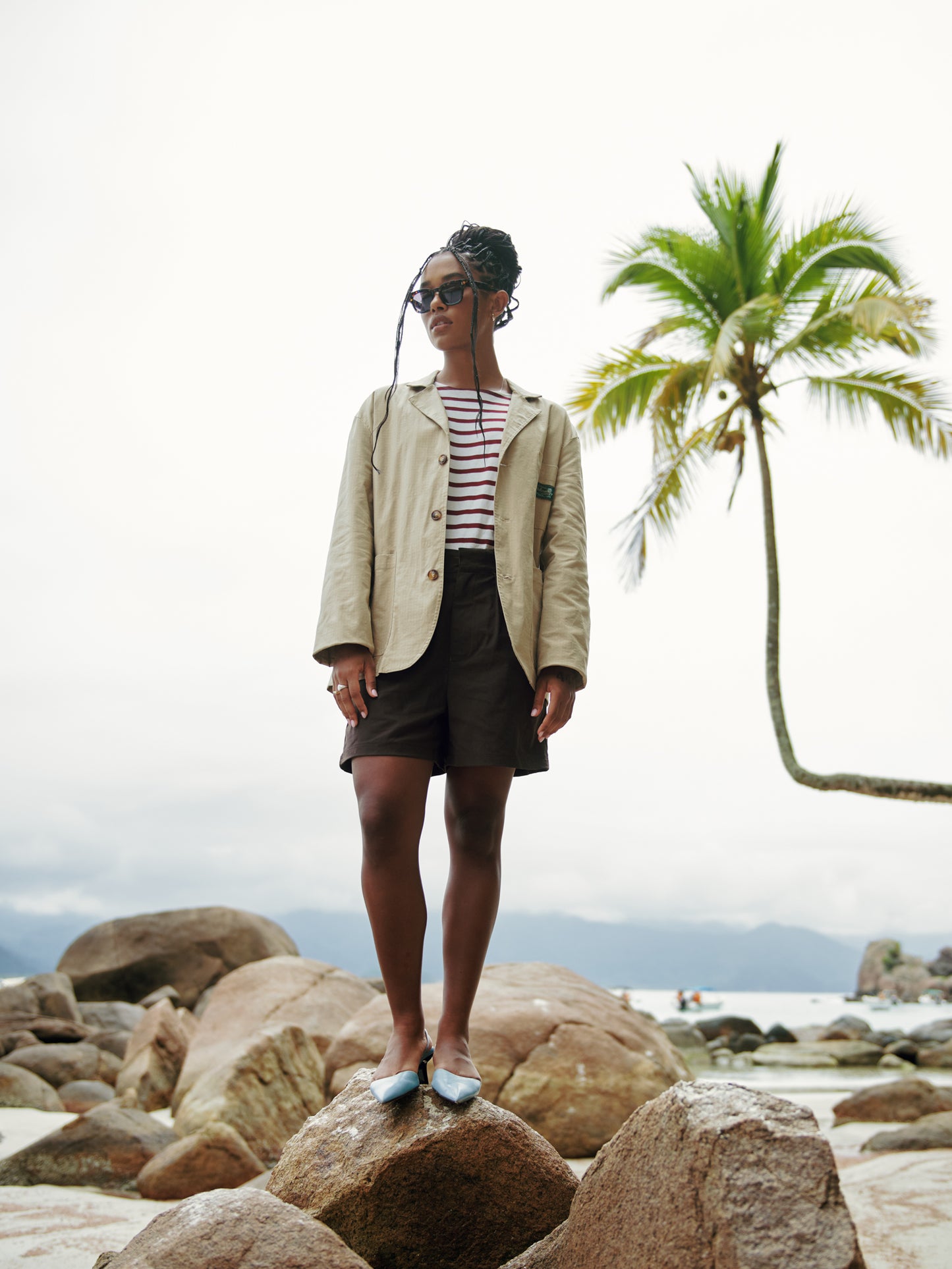 T-shirt Mariner Listrada Vinho - Manga 3/4