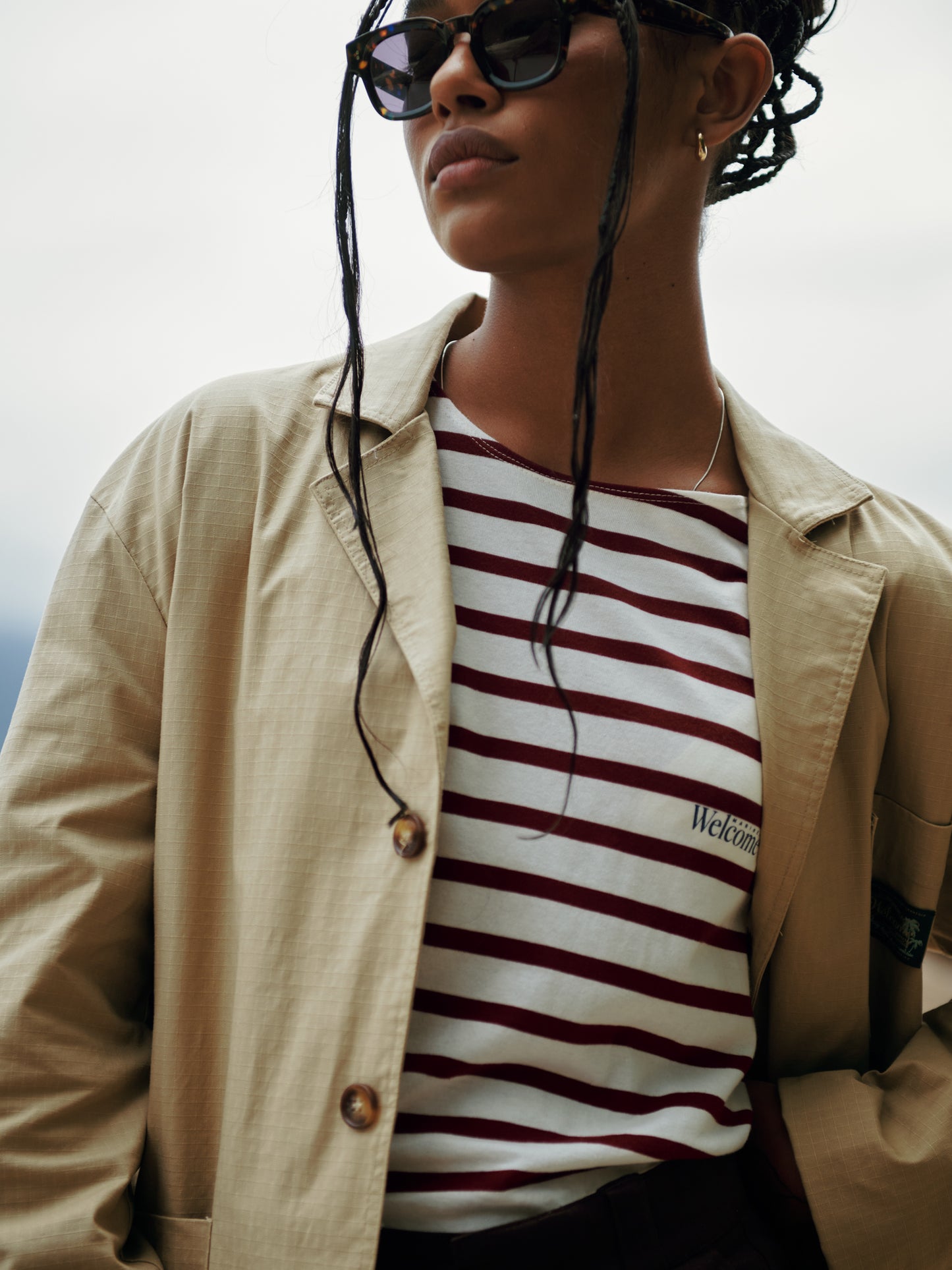 T-shirt Mariner Listrada Vinho - Manga 3/4