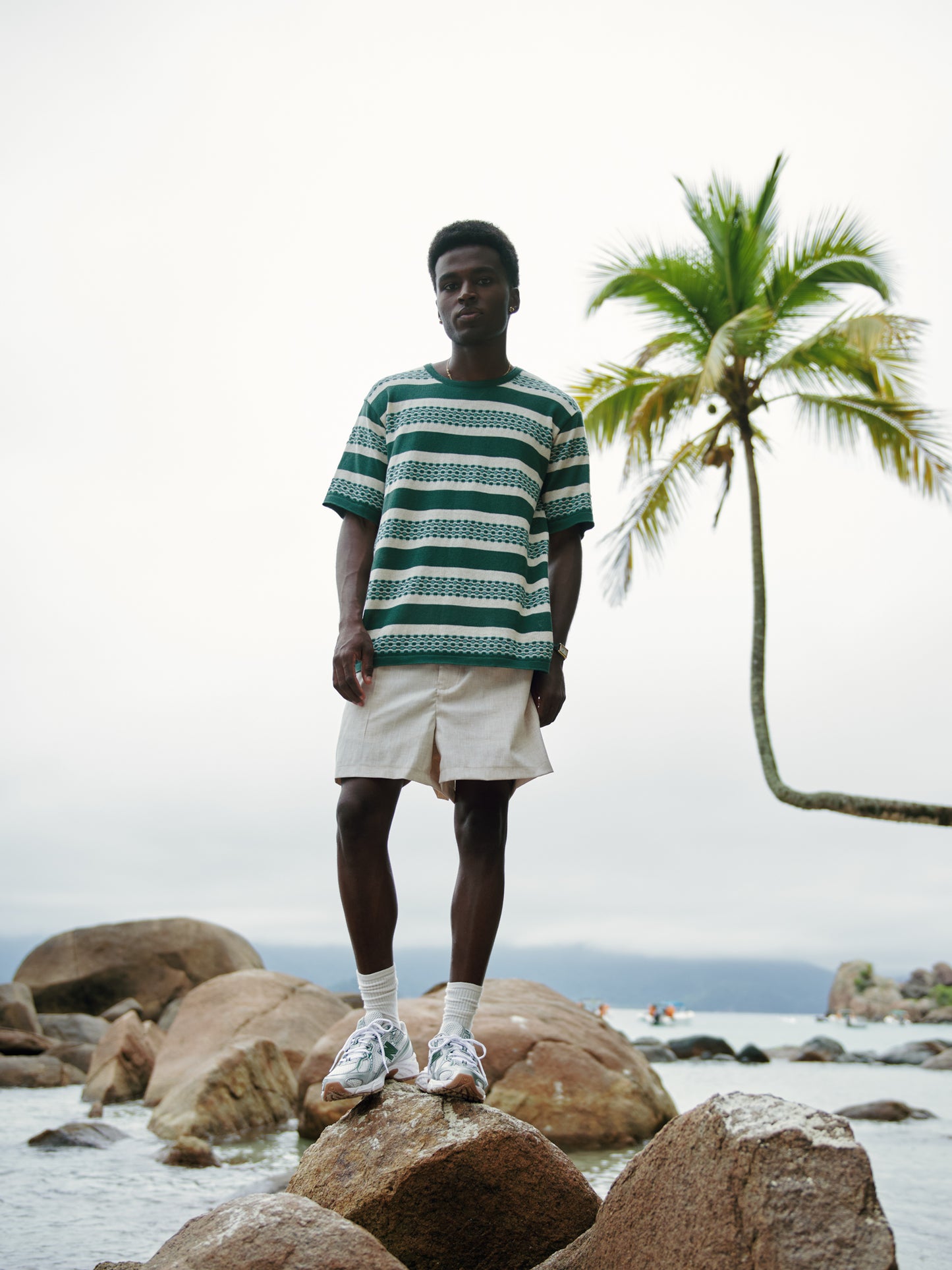 T-shirt Tricô Orla Listrada - Verde