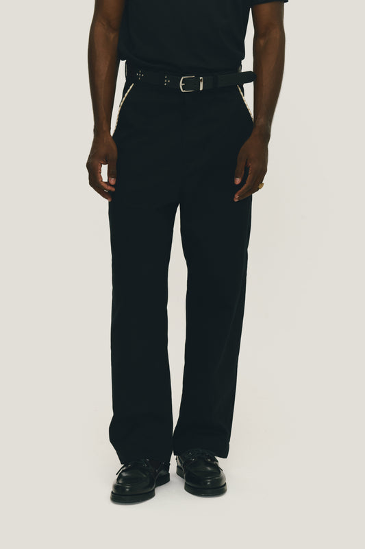 Calça Wide Chino Viés - Preto