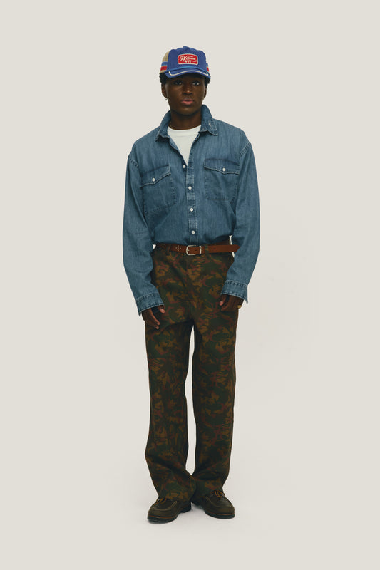 Camisa Jeans Floral Western - Índigo