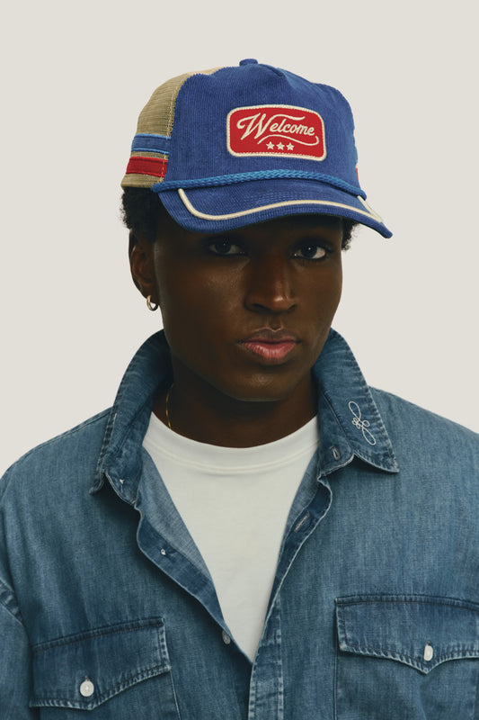 Boné Veludo Trucker - Azul Royal