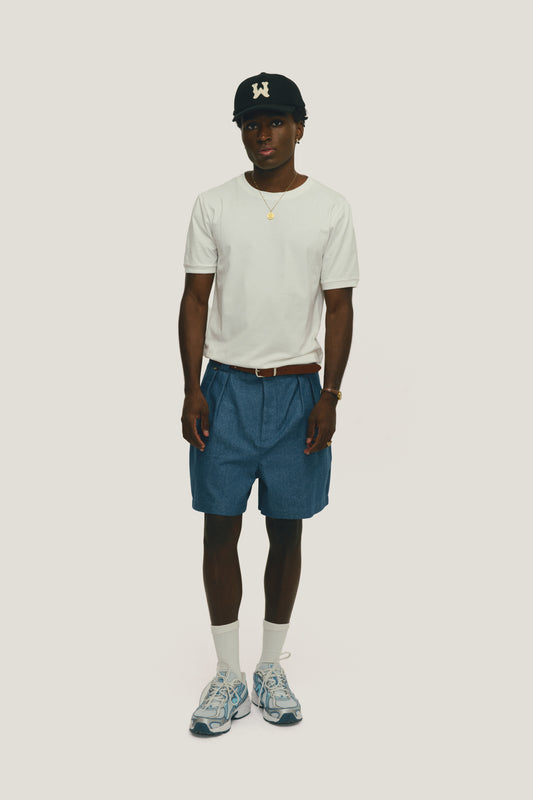 Bermuda Alfaiataria Dupla Prega Jeans - Média