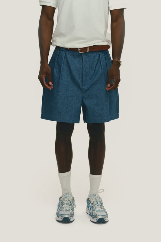 Bermuda Alfaiataria Dupla Prega Jeans - Média