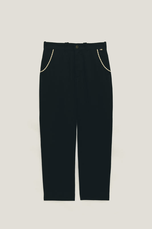 Calça Wide Chino Viés - Preto
