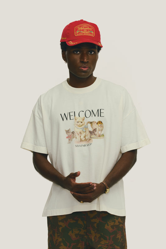 T-Shirt Boxy Fit Cats - Off White