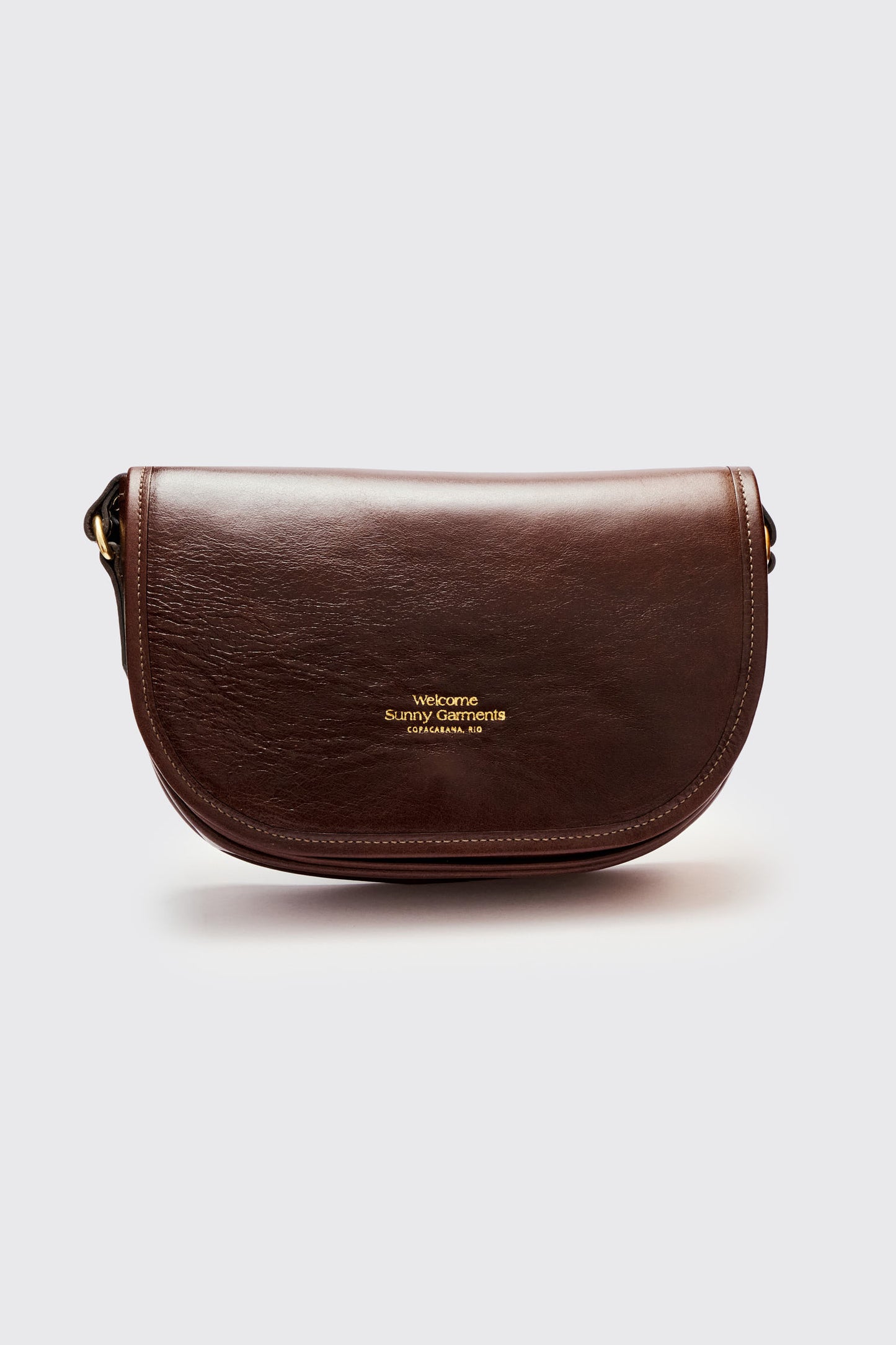 Bolsa de Couro Half Moon Tulipa - Marrom Cacau