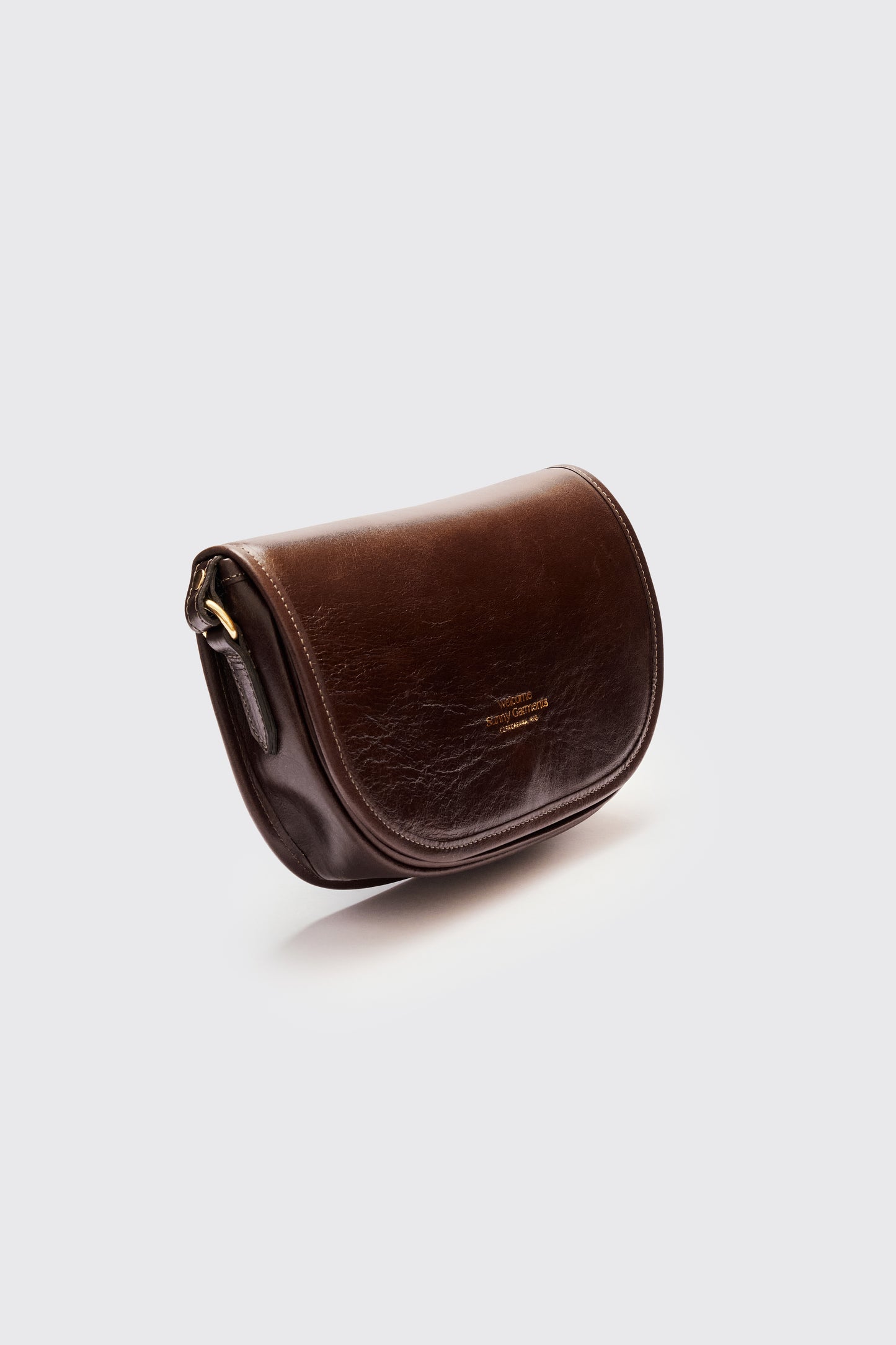 Bolsa de Couro Half Moon Tulipa - Marrom Cacau