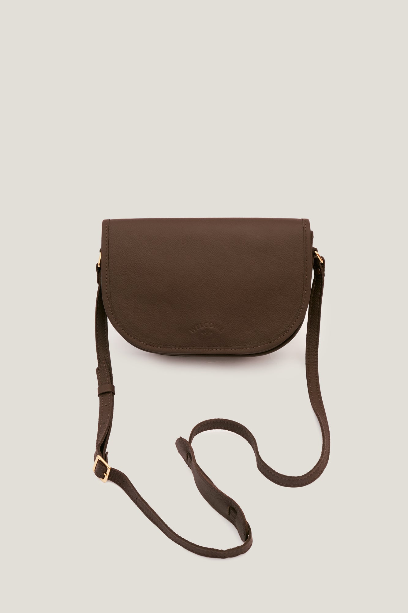 Bolsa de Couro Half Moon Tulipa - Marrom Cacau